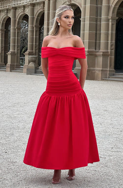 Wilhelmina Midaxi Dress - Red